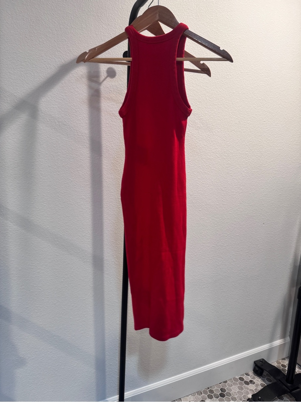 Zara Red Ribbed Tank Midi Dress - Picture 2 of 3